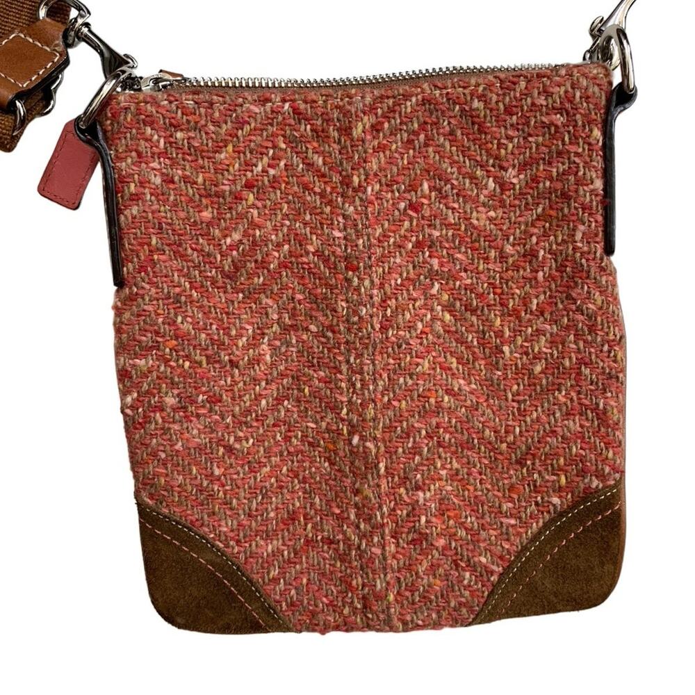 Coach Kitt Crossbody Messenger Bag Purse Tweed Wool Suede Leather Trim Lined - Picture 3 of 9